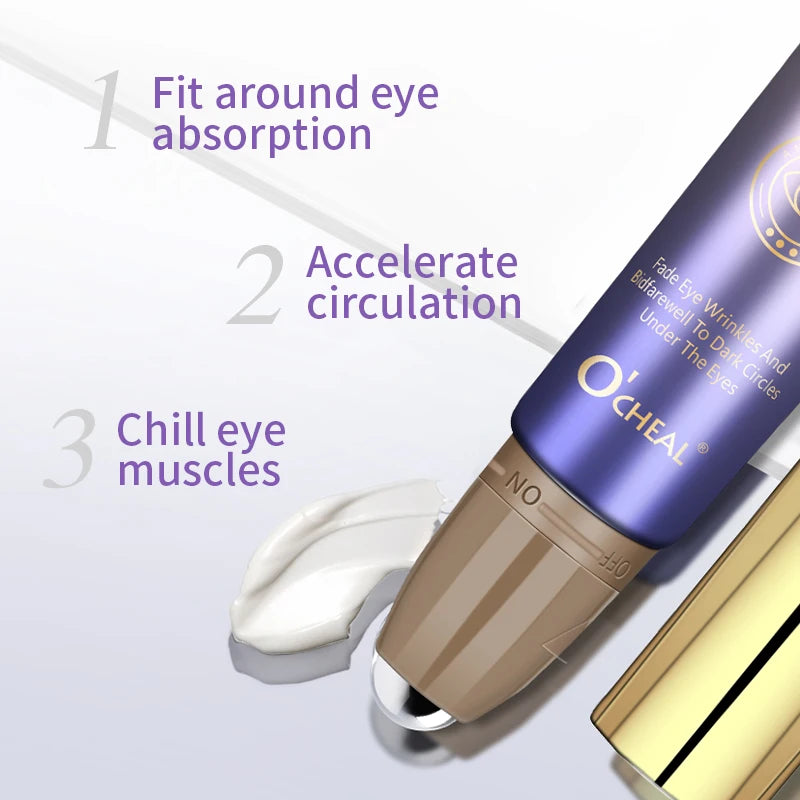 O'CHEAL Crème contour des yeux anti-rides avec bille, sérum hydratant à séchage rapide à l'acide hyaluronique, atténue les ridules