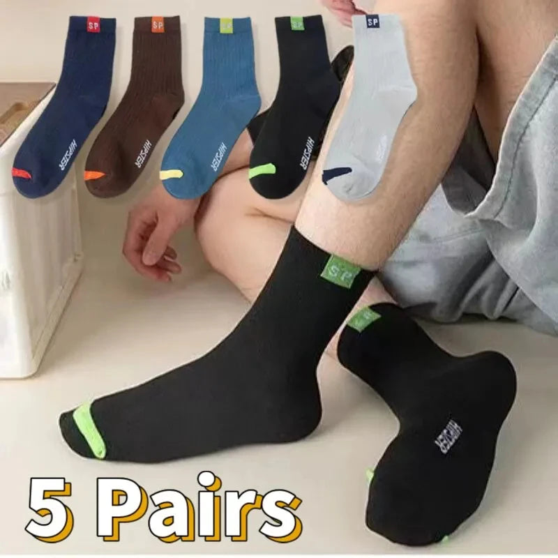 1 paire de chaussettes confortables et respirantes en coton pour hommes, chaussettes d'été pour hommes