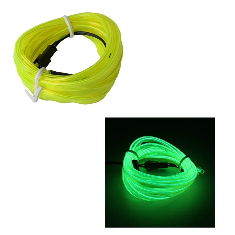 5m Car Interior Atmosphere Lighting LED Strip 5V DIY Flexible EL Cold Light Line Tube With USB Auto Decoration Ambient Lamp