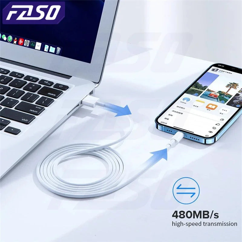 FASO – câble de chargement USB de qualité, pour iPhone 14 8 7 6S Plus 13 12 Pro XS Max XR SE, cordon de charge rapide, ligne de synchronisation de données, 1m 2m 3m