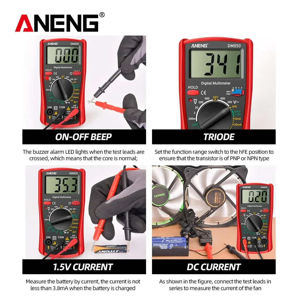 ANENG DM850 Digital Multimeter Automatic Professional 1999 Counts Auto AC/DC Votage Tester Ohm Current Ammeter Detector Tool