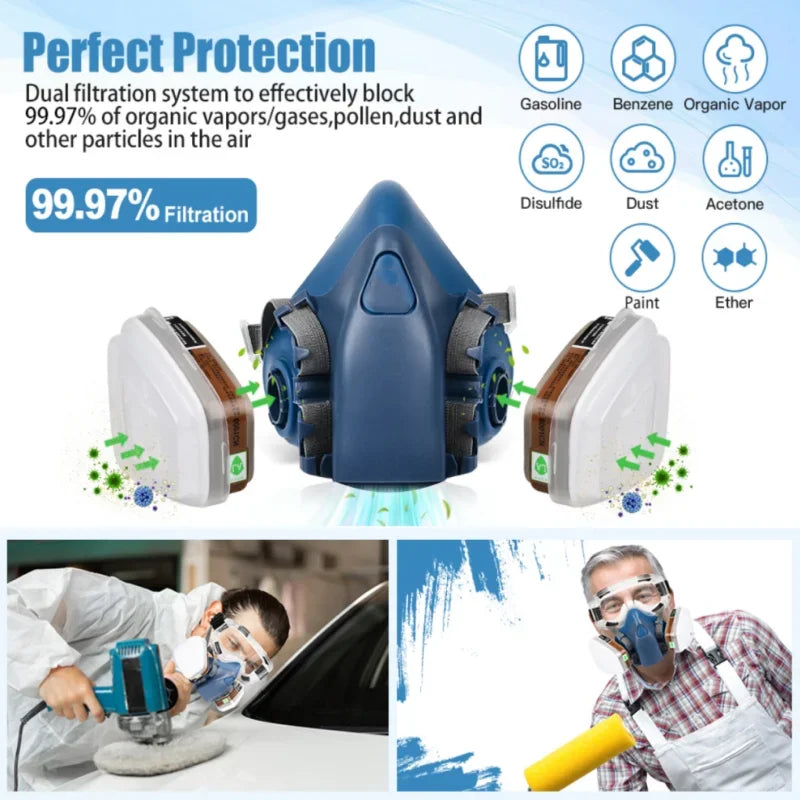 Nouveau 7502 masque respiratoire masque de protection industrie peinture pulvérisation poussière masque à gaz avec 501 5N11 6001CN demi-masque chimique