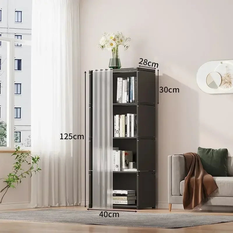 Armoire anti-poussière 6/5 niveaux, grande capacité, étagère de séparation, meuble de chambre à coucher, montage facile, meuble de rangement
