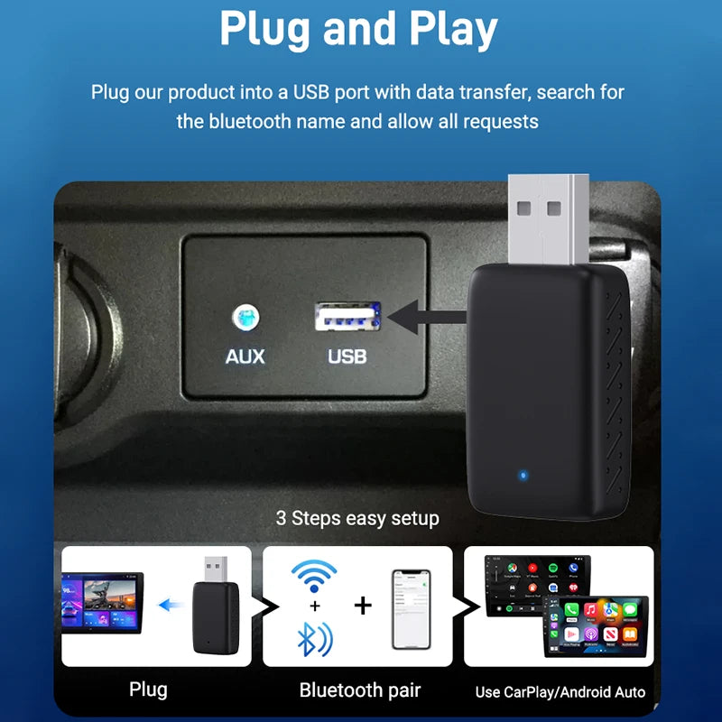 Mini Wireless Carplay Adapter for iPhone, 2025 2 in 1 Stable Universal Wireless carplay Adapter, Convert Wired to Wireless
