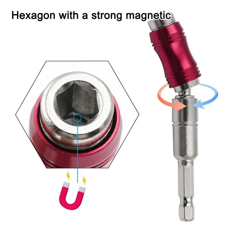 Poignée hexagonale incurvée rouge, tige d'extension directionnelle, vis magnétique, pointe de perçage, adaptateur universel, accessoires pour outils électriques, 1 pièce
