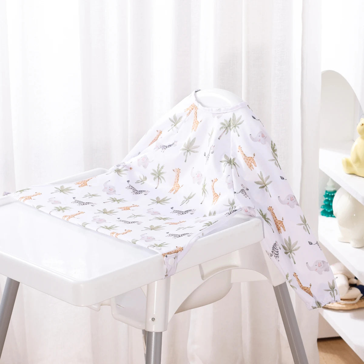 Elinfant 1PC Waterproof Long Sleeve Feeding Bibs With Pocket,Washable Coverall Baby Bibs Aprons,Highchair and Table Attachable