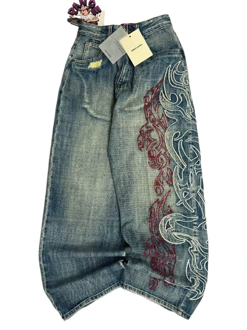 Mode américaine nouveau noir vieux trous lavés Baggy jean dames Y2K Vintage Punk mode décontracté Joker taille haute pantalon à jambes larges
