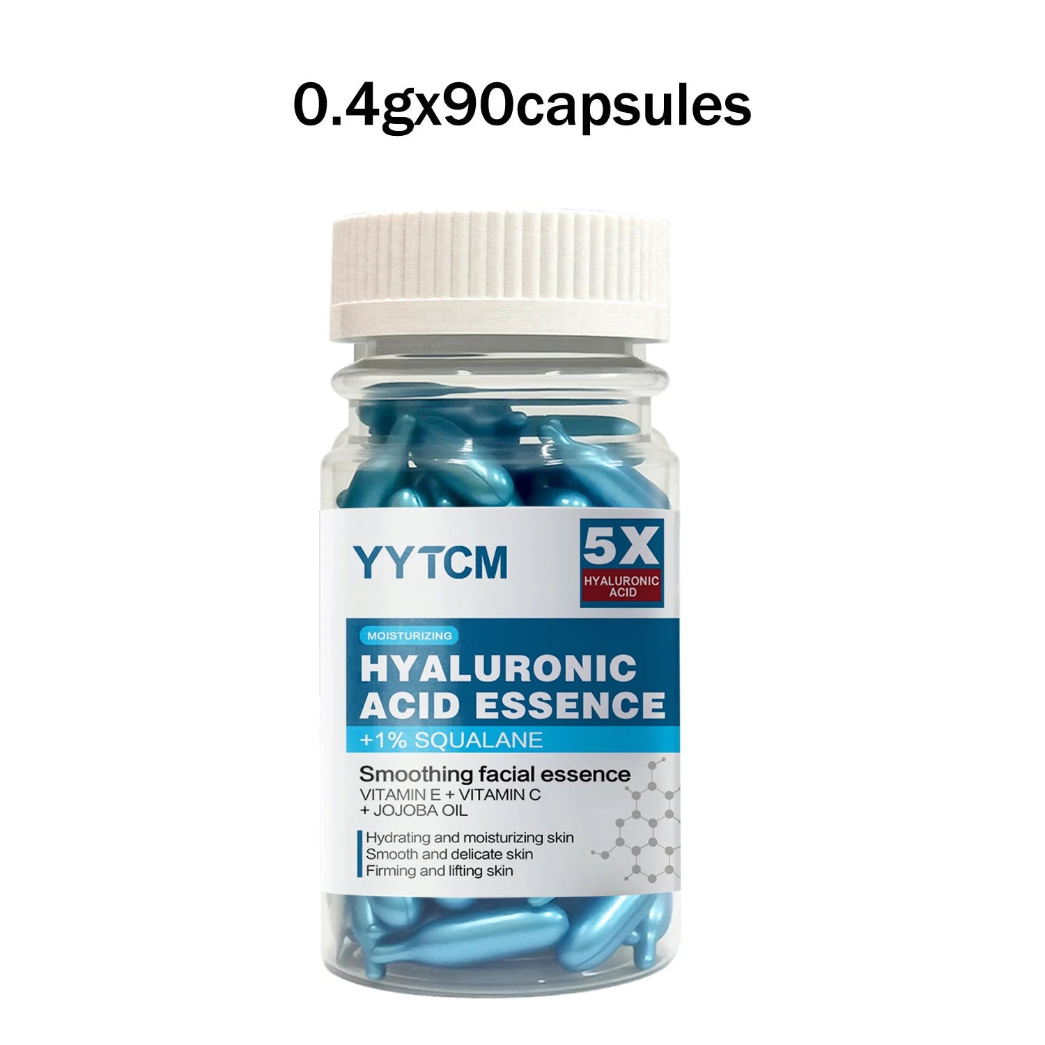Capsules d'essence hydratante intense à l'acide hyaluronique, sérum hydratant et illuminateur pour la peau (0,4 g x 30 capsules) - 1 sachet
