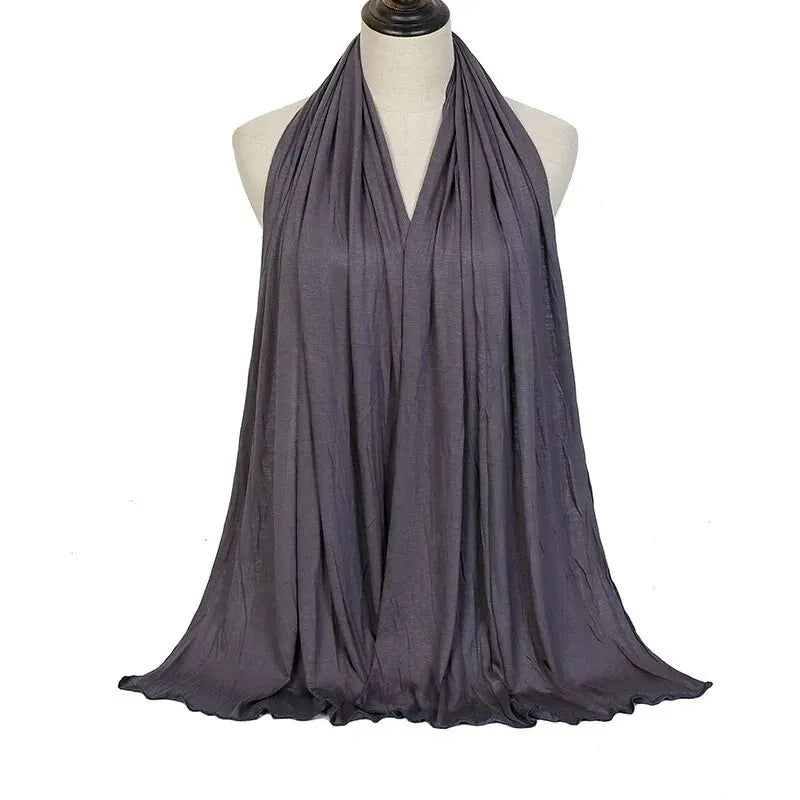 Écharpe Hijab en Jersey de coton Modal, châle musulman Long, Turban doux uni, bandeau pour femmes, bandeau africain 170x60cm