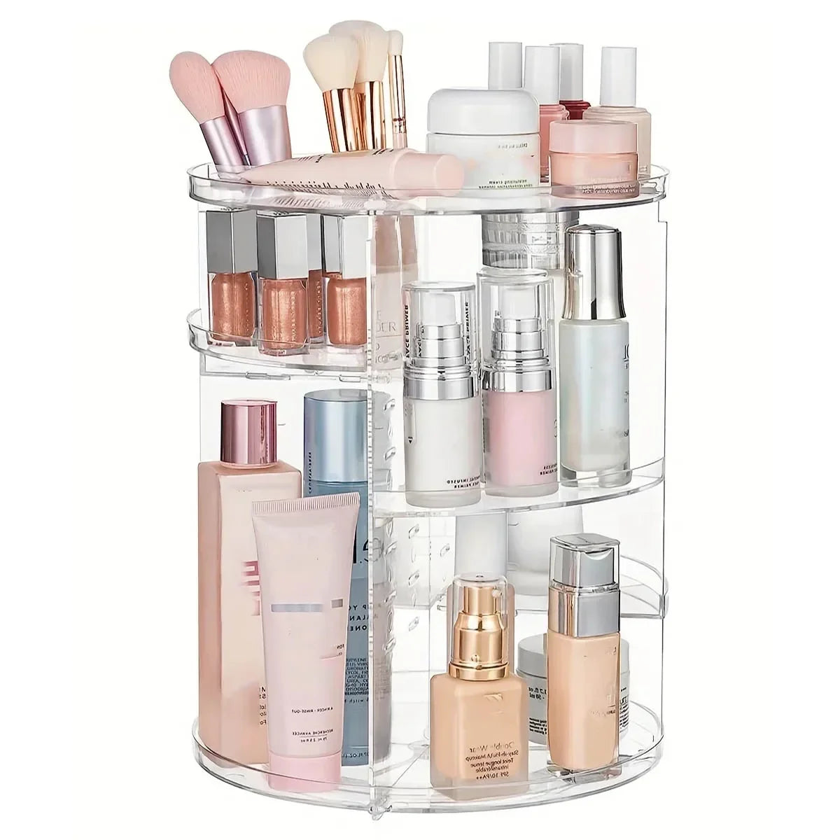 Clear Makeup Organizer with 360° Rotation - Spinning Countertop Holder Shelf, Bathroom/Cosmetics Storage Essential
