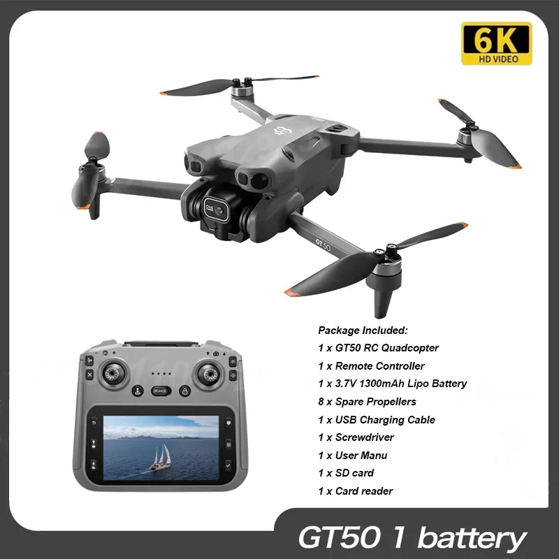 Nouveau drone GT50 original 8K Wi-Fi GPS professionnel HD pour la photographie aérienne, drone télécommandé avec double caméra HD, quadricoptère jouet UAV