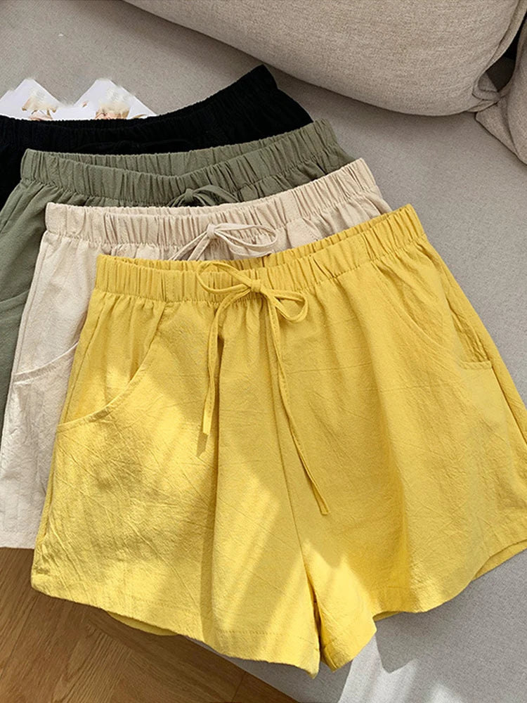 ITOOLIN Short en lin décontracté pour femme, short de sport taille haute noir, short femme, short de sport femme