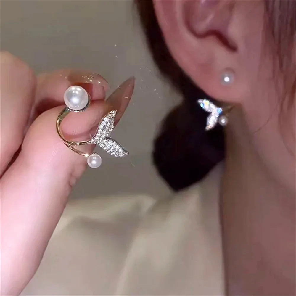 Boucles d'oreilles coréennes en cristal brillant avec strass et perles pour femmes et filles, bijoux faits à la main, Micro pavé de fleurs et de cœur