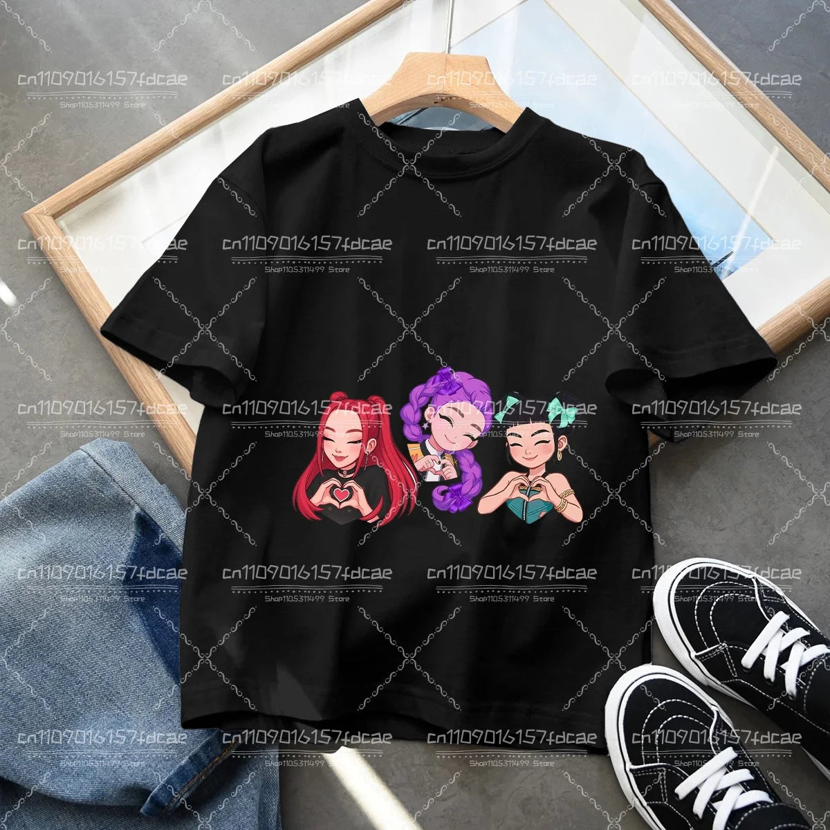 T-shirt Fun Huntrix Kpop Demon Hunters 2026 pour garçons et filles fans, cadeau d'été, col rond, manches courtes, t-shirt tendance pour enfants