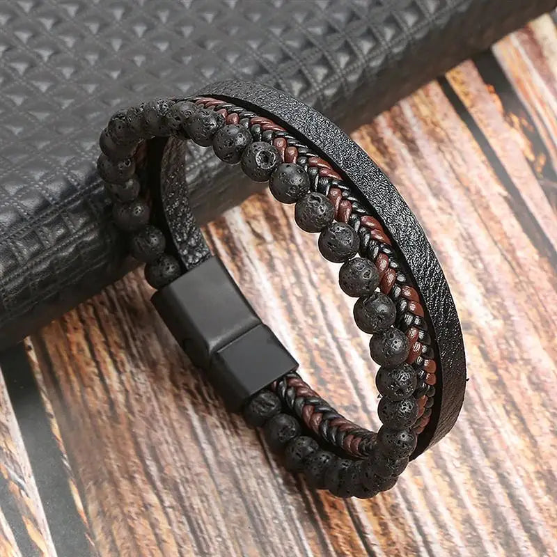 Bracelet en cuir classique pour hommes, nouveau Style, tissé à la main, multicouche, accessoire combiné, mode homme, bijoux, vente en gros, livraison directe