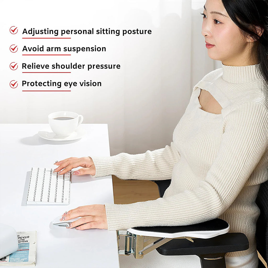 Support de bras pour ordinateur portable (1 pièce) adapté aux bureaux, réglable en rotation, avec plateau d'extension pour le poignet, pour une utilisation à domicile.