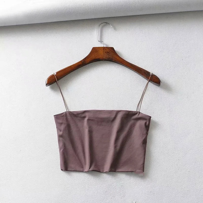 Débardeur court sexy en coton élastique pour femme, collection été 2022