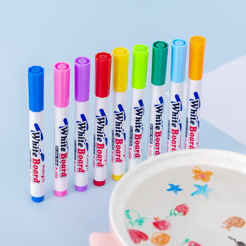 Stylos à eau flottants, stylos à encre magique avec cuillère, peinture à l'eau à la craie flottante, kit de dessin graffiti pour enfants
