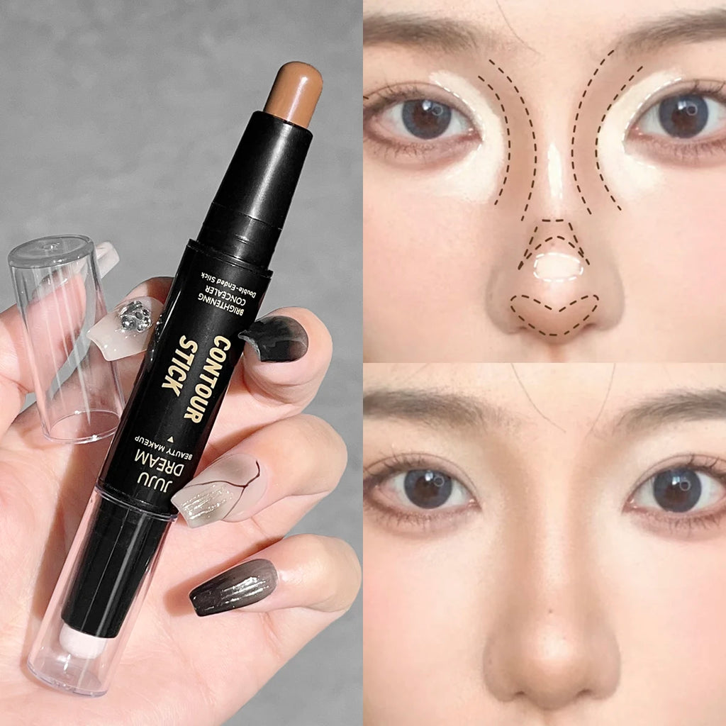 Bâtonnet de précision double embout à double usage pour illuminer et affiner le contour du visage, sculpter le visage et créer un effet liftant