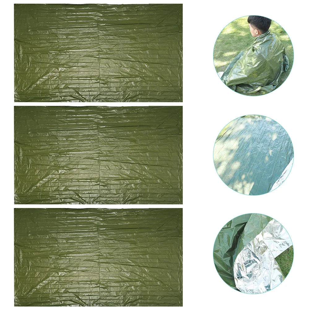 Lot de 3 couvertures de survie aluminisées professionnelles et durables, idéales pour le camping et les situations d'urgence