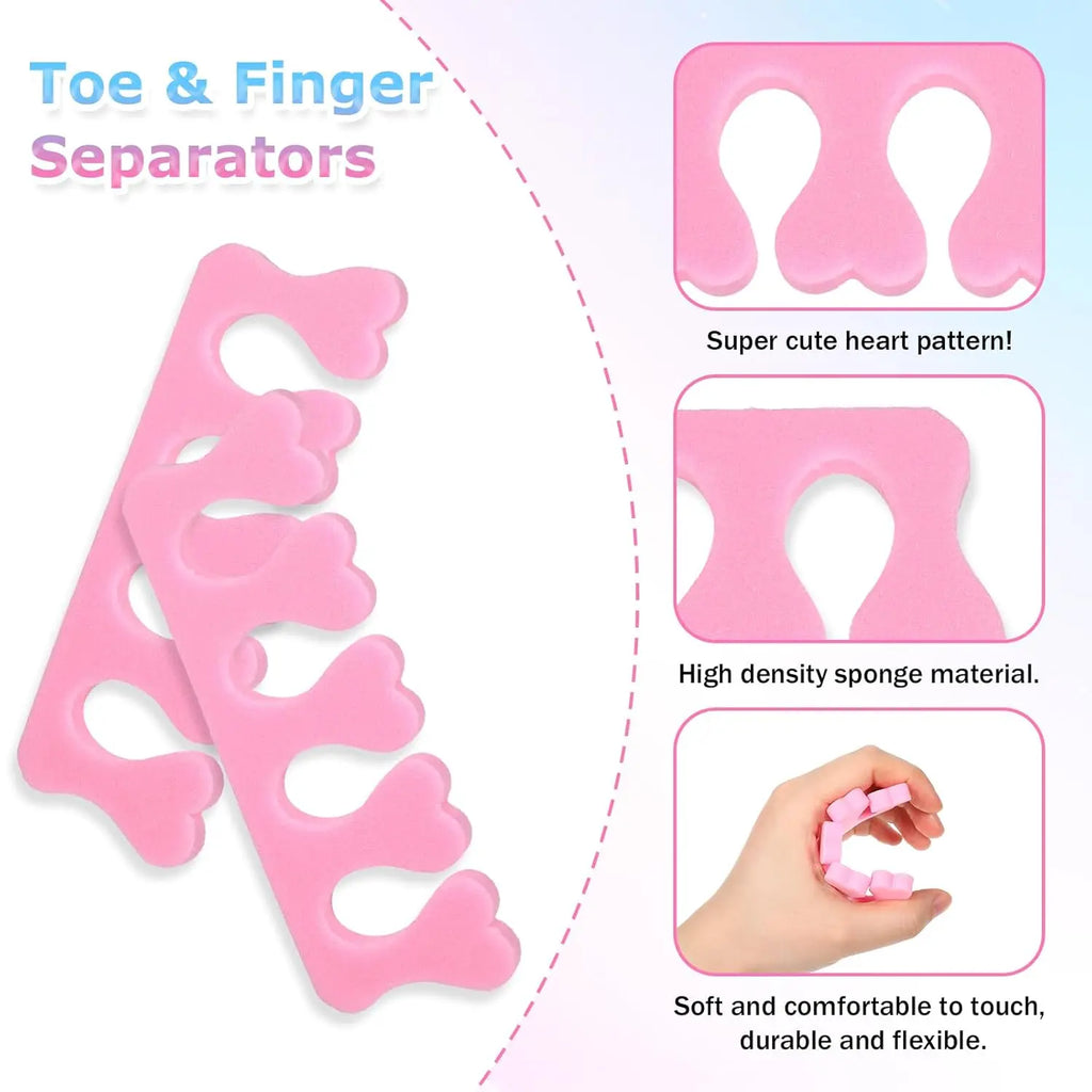 YIKOOLIN 100 séparateurs d'orteils souples pour les doigts et les pieds, outils de nail art flexibles en forme de cœur, pour la pratique de la manucure et de la pédicure