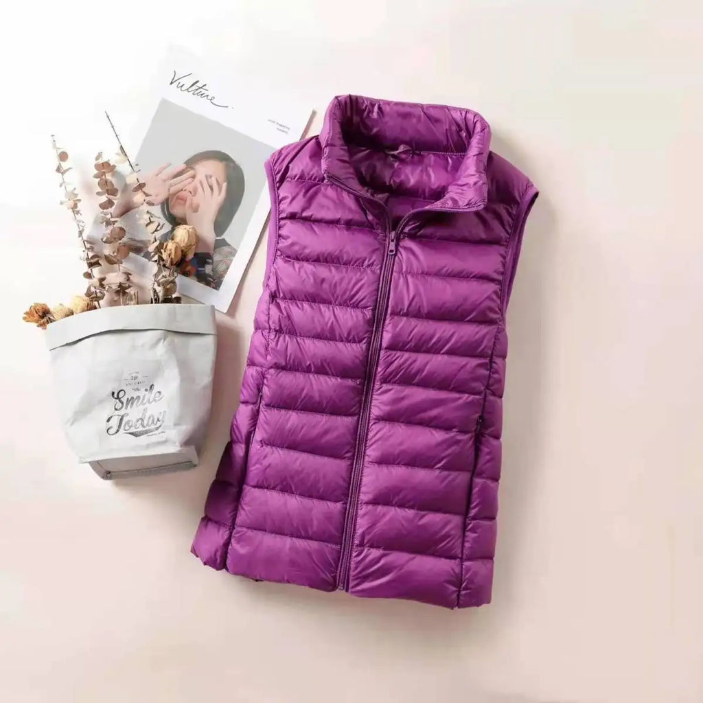 Gilet en duvet Ultra léger pour femmes, veste sans manches, Slim, Portable, léger, coupe-vent, nouvelle collection 2024