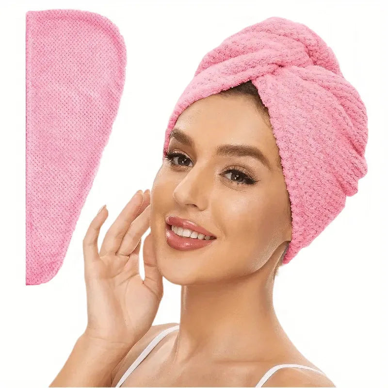 Serviette pour cheveux unie, bonnet de séchage texturé, 25 x 65 cm, serviette absorbante pour femmes à chemise boutonnée