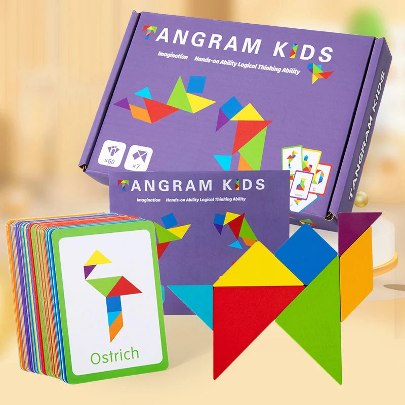 Puzzle Tangram 3D en bois, jeu de société, jouet éducatif Montessori pour enfants, outil pédagogique pour l'apprentissage des formes géométriques en maternelle