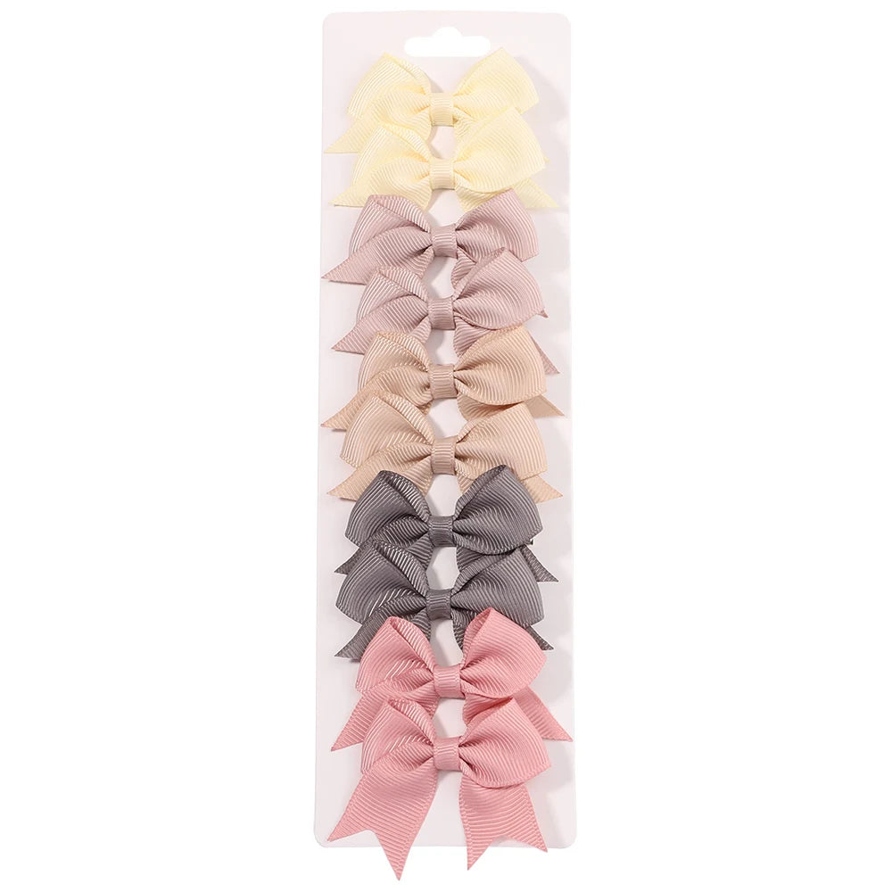 Pinces à cheveux avec nœud papillon en ruban solide, 10 pièces/ensemble, jolies Barrettes faites à la main pour bébés filles, couvre-chef, accessoires pour enfants