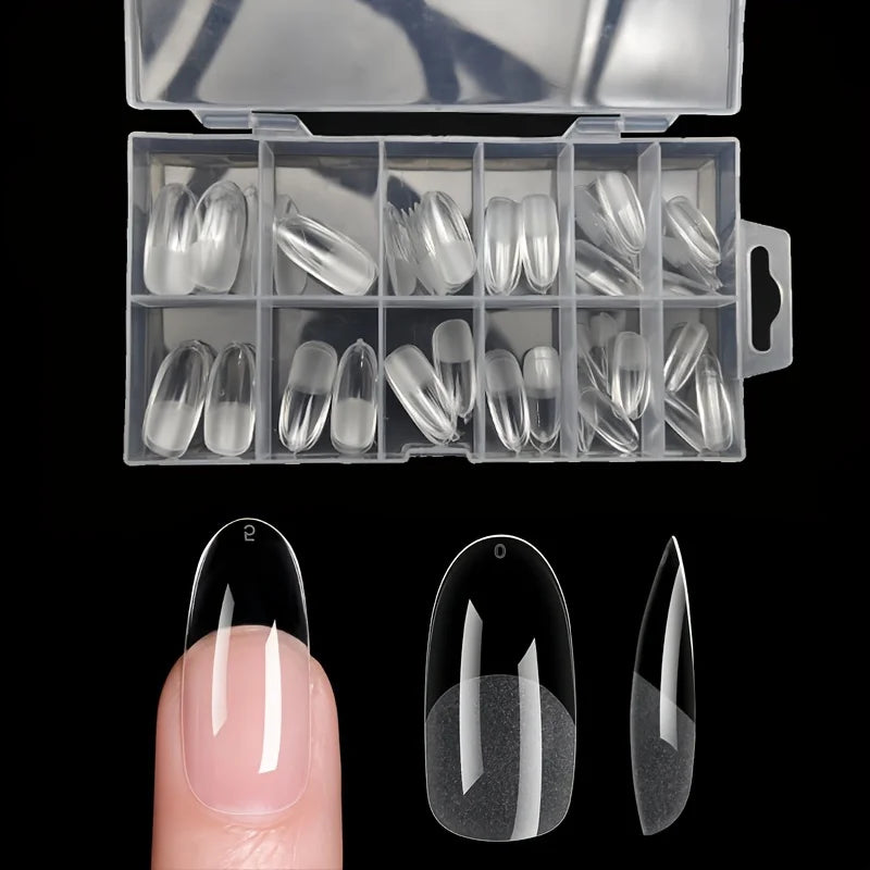 120 capsules d'ongles à pression à couverture complète, forme stiletto, amande, carrée, cercueil, française, faux ongles en gel à tremper, capsules
