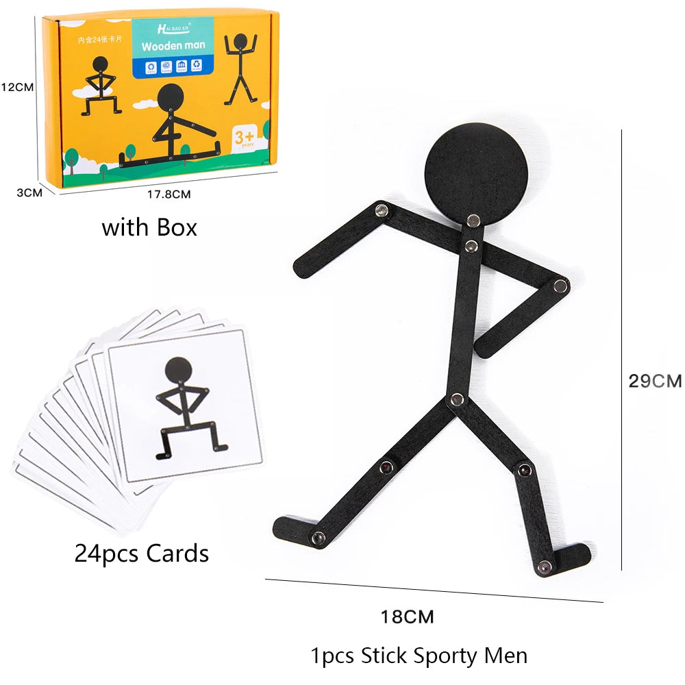 Jeu de puzzle en bois à monter soi-même, représentant un homme sportif, idéal pour l'éveil des enfants et le développement de la motricité fine
