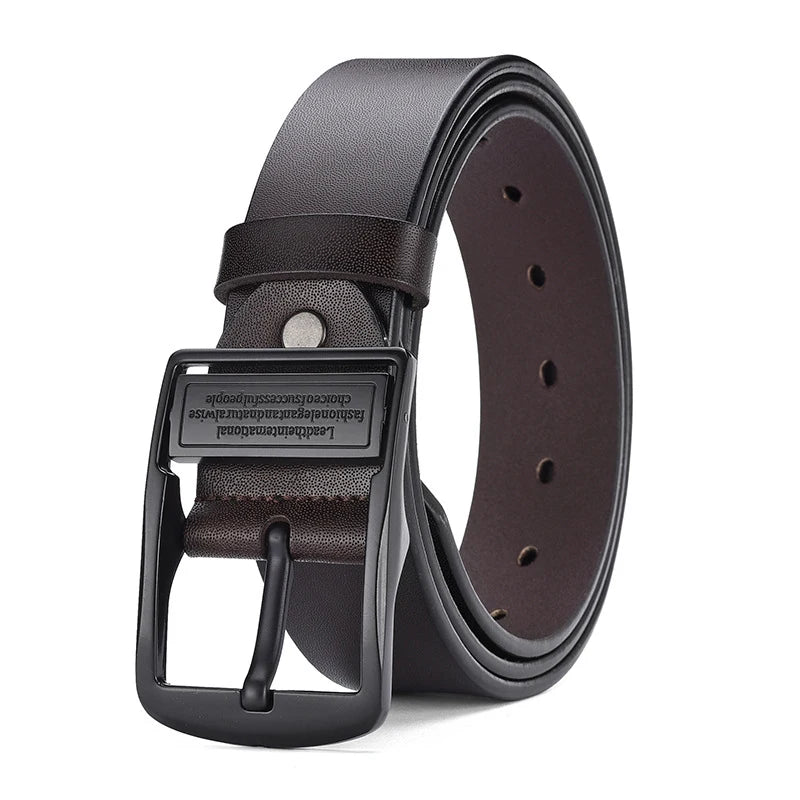 Ceinture en cuir pour hommes, boucle noire, nouveau style, à la mode, tendance, luxe léger, décontracté, polyvalent, adapté aux jeans, boucle ardillon