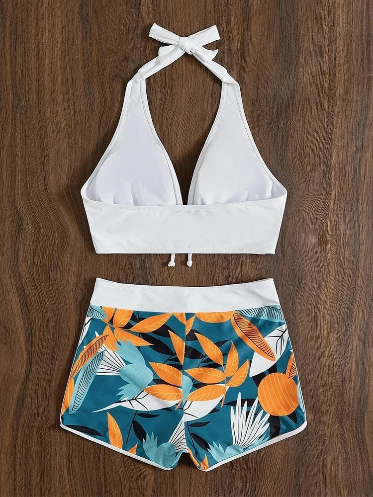Licou ensemble Bikini maillot de bain court femmes taille haute maillots de bain femme imprimé baigneurs natation maillot de bain maillots de bain