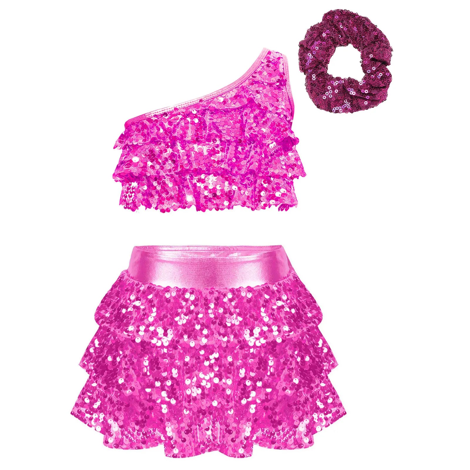 Costume de danse Jazz latine à paillettes brillantes pour enfants filles, tenue de fête, spectacle sur scène, deux pièces, vêtements de danse pour enfants
