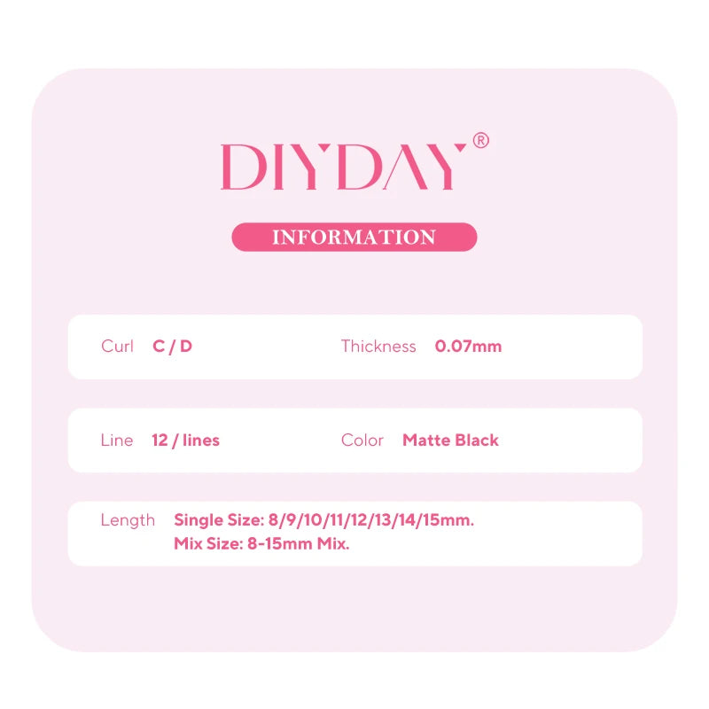 DIYDAY – Extension de cils YY en forme de U, faux cils en vison Ultra doux et légers, PBT Premium, Double couche