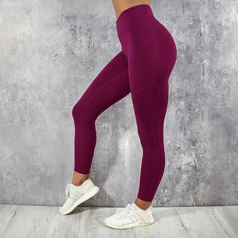 Yoga Fitness femmes Leggings taille haute collants avec poche gymnastique entraînement en cours d'exécution extensible Sexy bout à bout levage décontracté pantalon slim