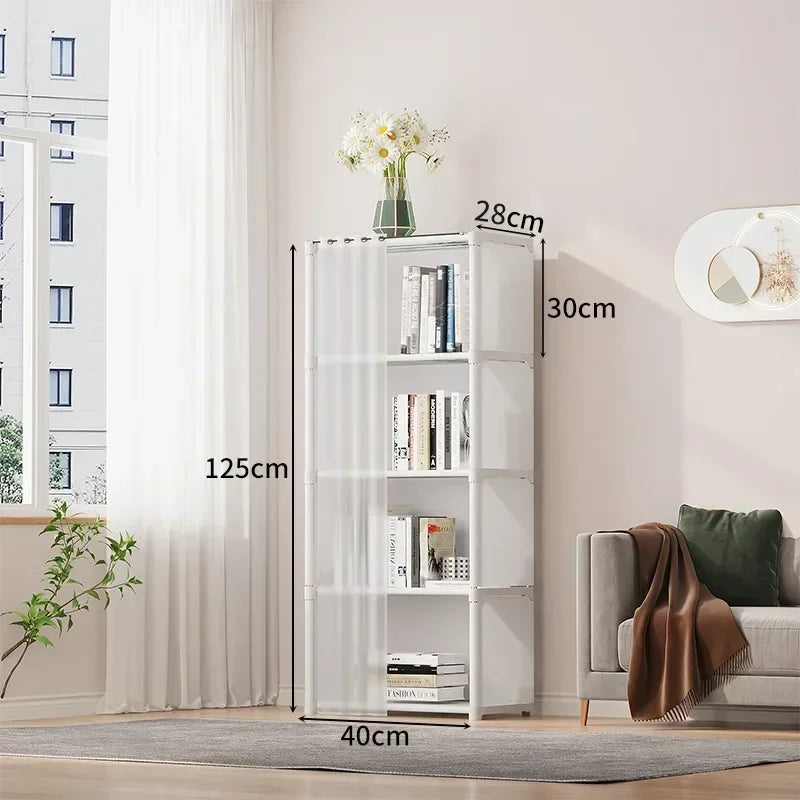 Armoire anti-poussière 6/5 niveaux, grande capacité, étagère de séparation, meuble de chambre à coucher, montage facile, meuble de rangement