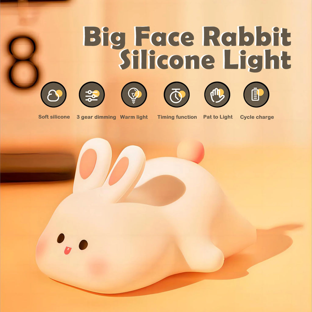 Lampe de nuit mignonne en silicone souple, renard et lapin, veilleuse de chambre d'enfant à intensité variable, rechargeable, avec minuterie et capteur tactile