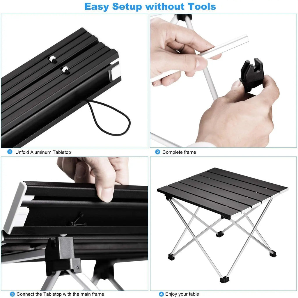 Table de camping pliante ultralégère et portable, idéale pour les repas en plein air, en alliage d'aluminium haute résistance, pour les fêtes dans le jardin, les pique-niques et les barbecues.
