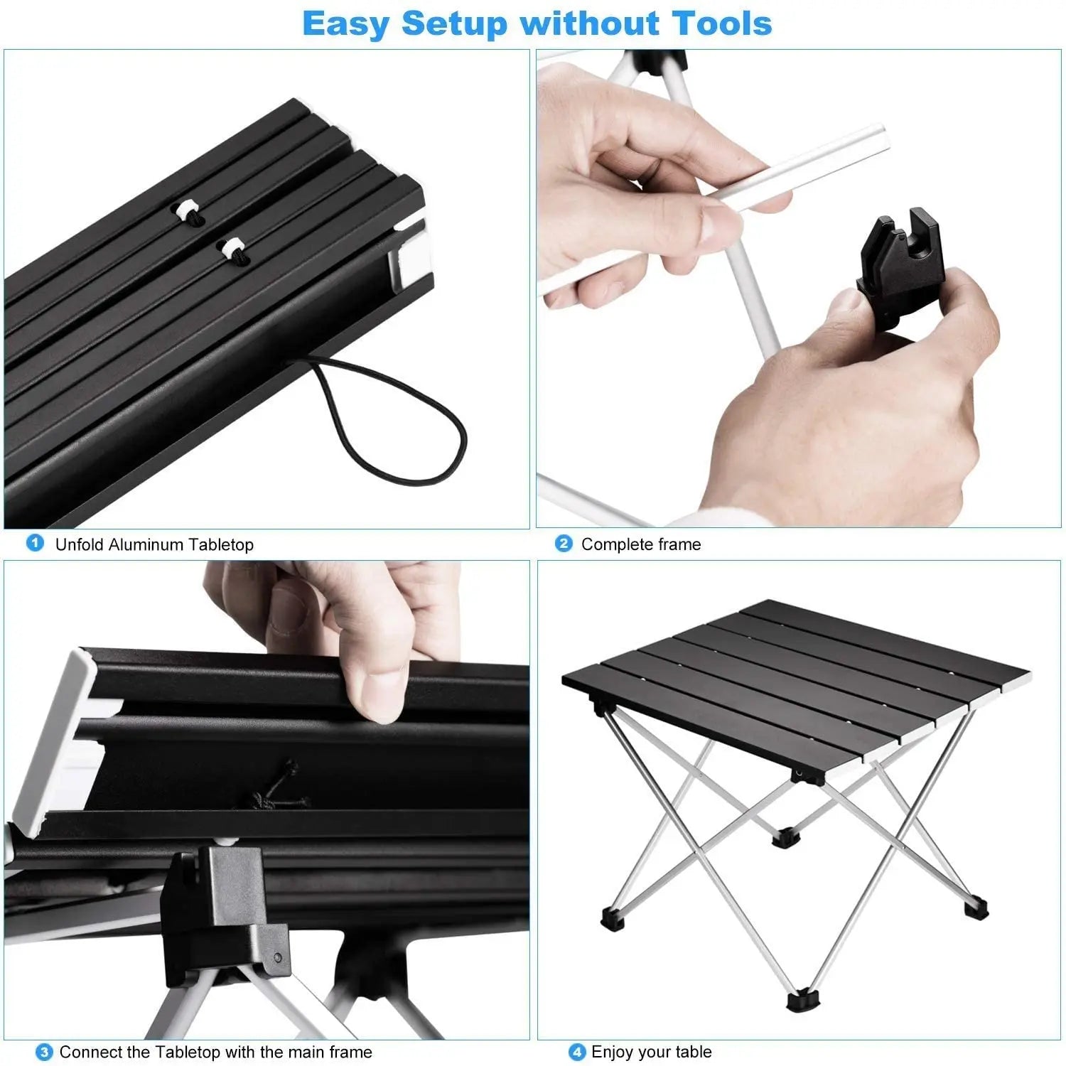 Table de camping pliante ultralégère et portable, idéale pour les repas en plein air, en alliage d'aluminium haute résistance, pour les fêtes dans le jardin, les pique-niques et les barbecues.