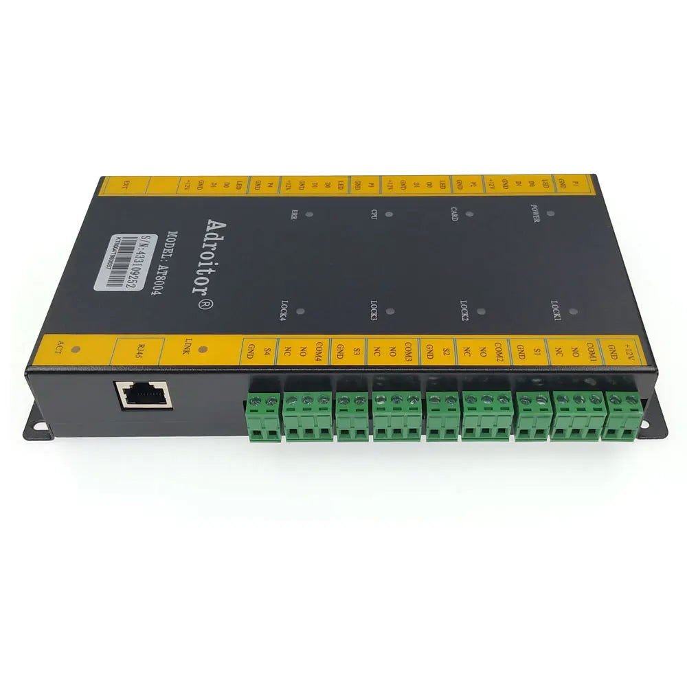 Système de contrôle d'accès 32 bits à boîtier métallique TCP/IP, contrôleur de quatre portes, étanche à l'humidité, antistatique et anti surtension