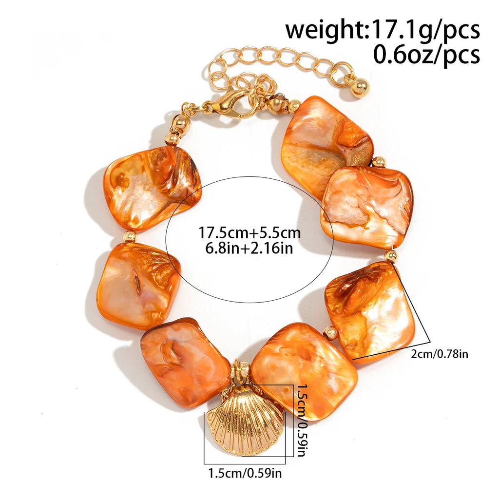 Bracelets Ingemark multicolores bohèmes à maillons irréguliers pour femmes, style Kpop, boucle OT, pendentif conque, bijoux de main esthétiques Y2K
