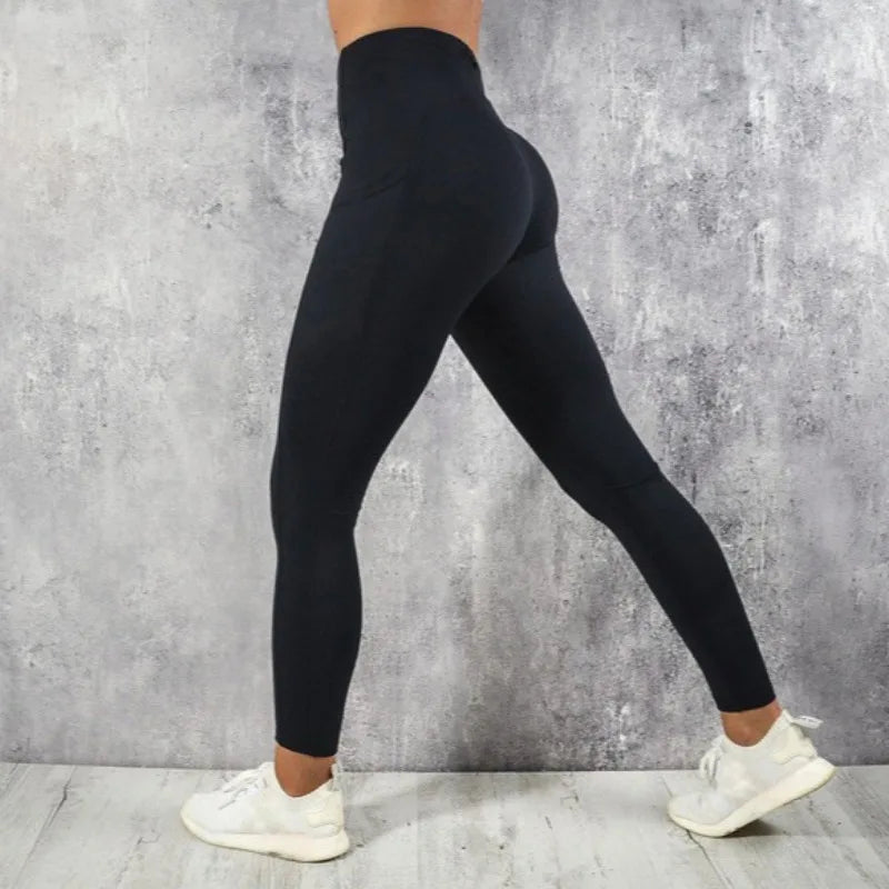 Yoga Fitness femmes Leggings taille haute collants avec poche gymnastique entraînement en cours d'exécution extensible Sexy bout à bout levage décontracté pantalon slim