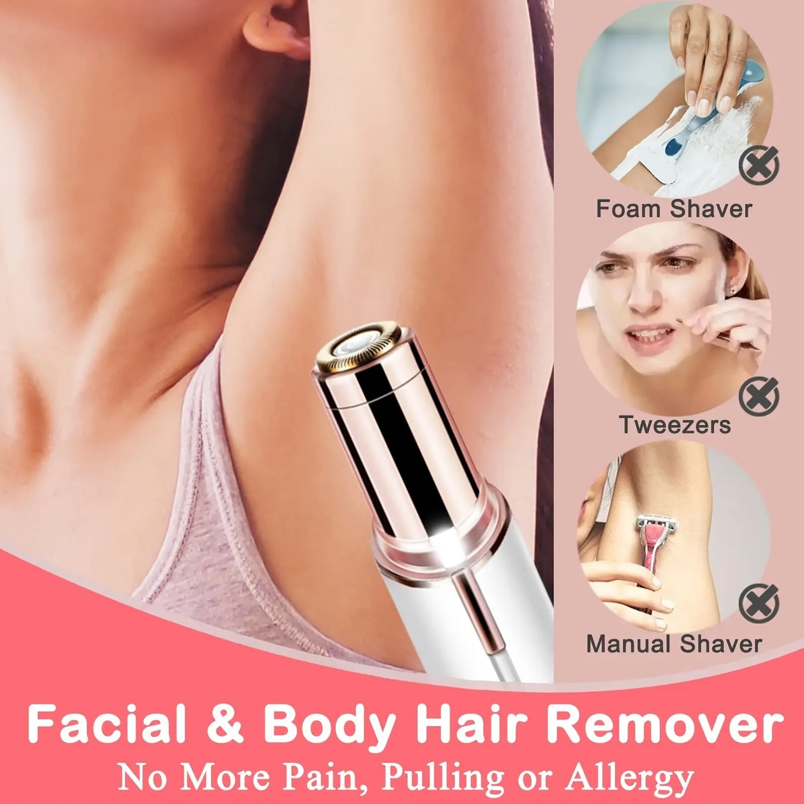 Removedor De Vello Eléctrico En Forma De Lápiz Labial Portátil Para Mujeres, Depilación Facial Indolora Y Efectiva, Herramie