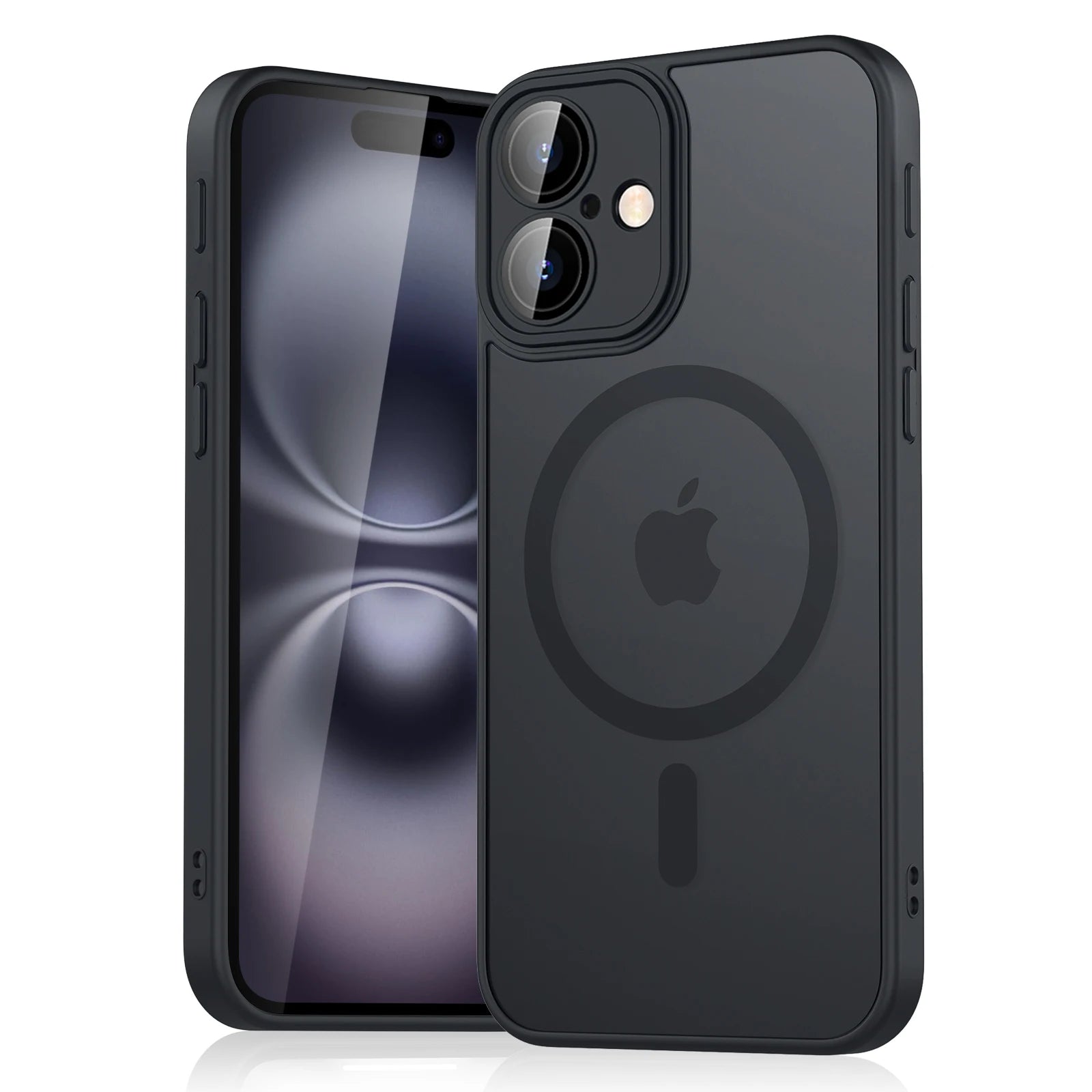 Coque magnétique mate translucide de luxe antichoc pour iPhone 11 12 13 14 15 16 compatible avec la charge sans fil MagSafe