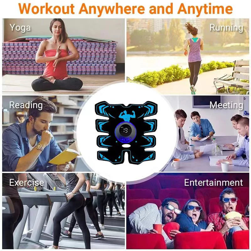 Stimulateur musculaire EMS rechargeable USB pour abdominaux et bras, tapis d'entraînement 3 en 1 sans fil, intelligent et pour le fitness, pour un entraînement abdominal et une silhouette affinée