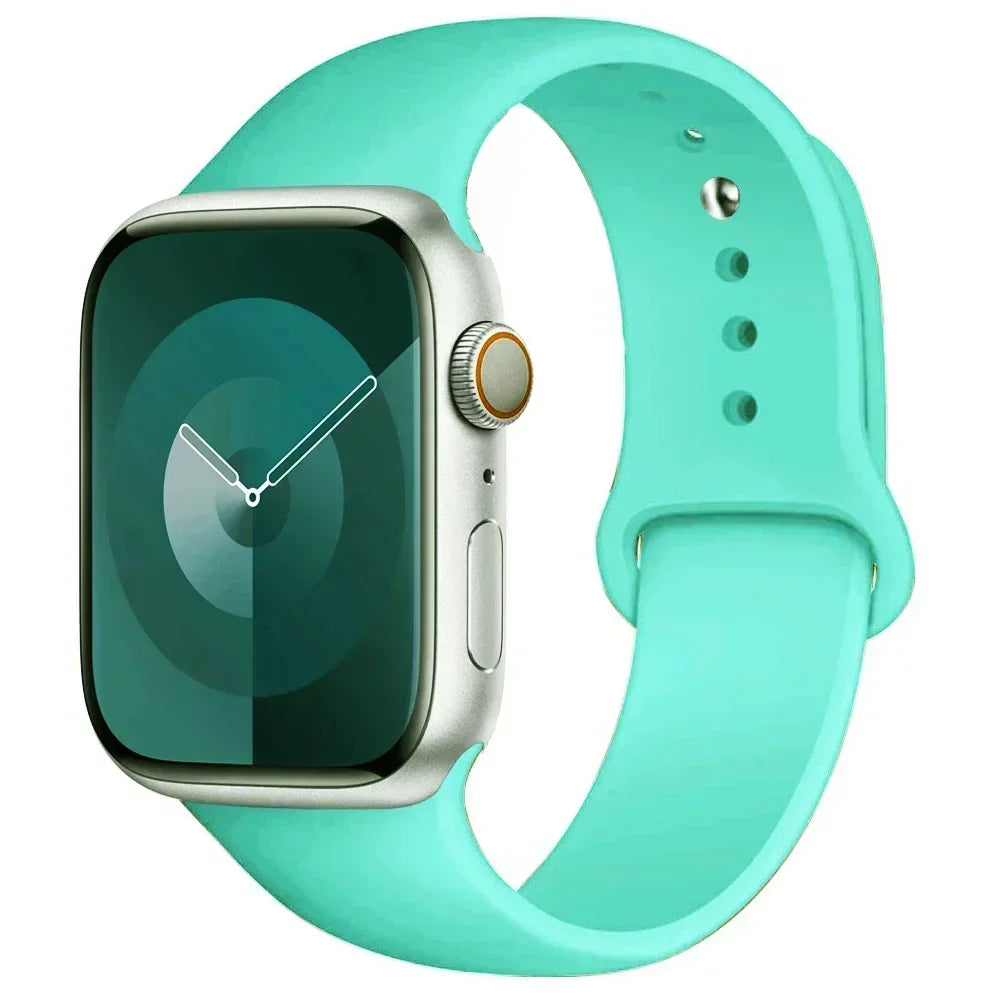 Bracelet en Silicone pour Apple Watch, 44mm 45mm 40mm 41mm 42-46mm, bracelet de sport iwatch série 8 7 6 5 4 9 10 11 SE-Ultra 2/3 49mm