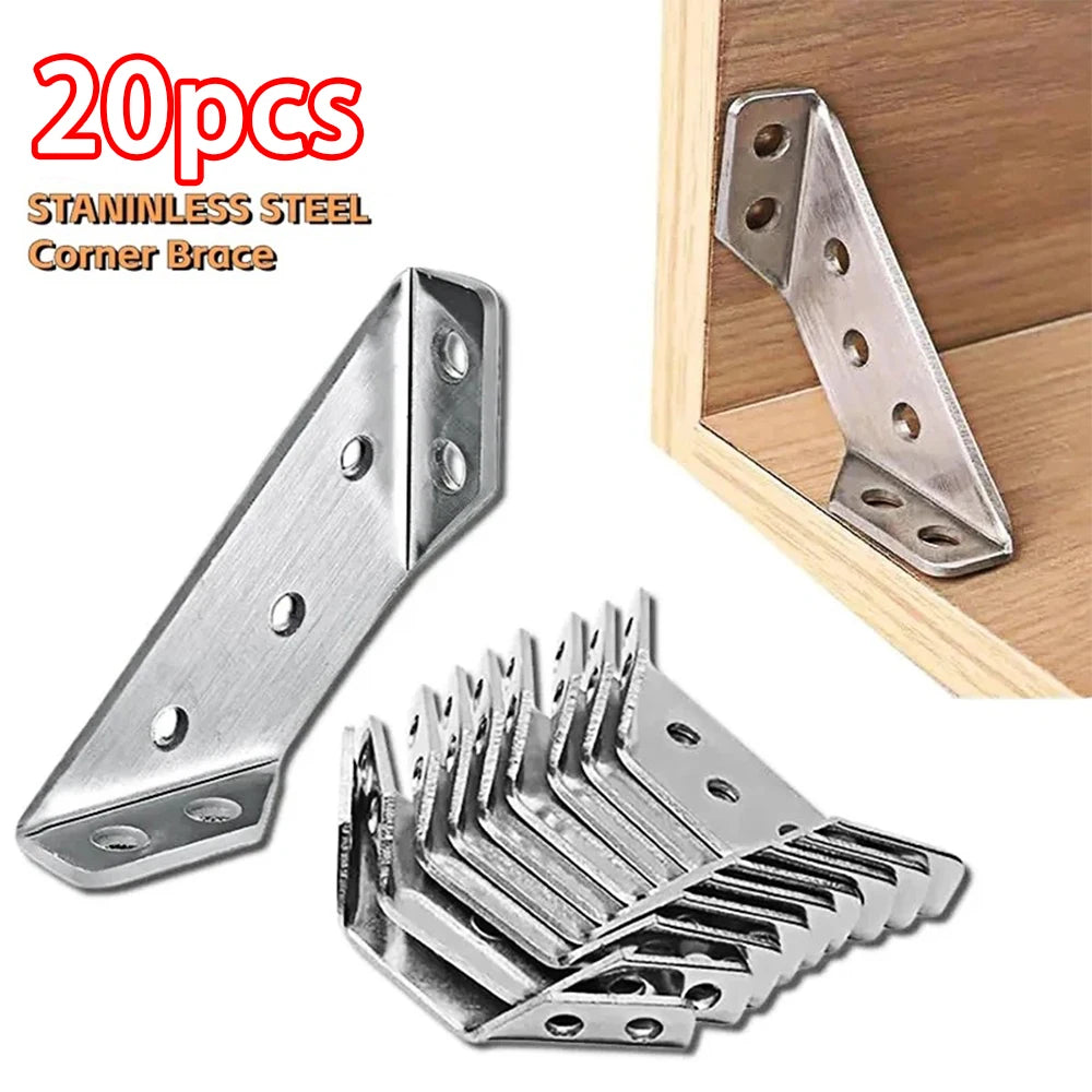 10/20/40/50pcs Code d'angle en acier inoxydable épaissi 90 degrés connecteurs de meubles à support fixe à Angle droit