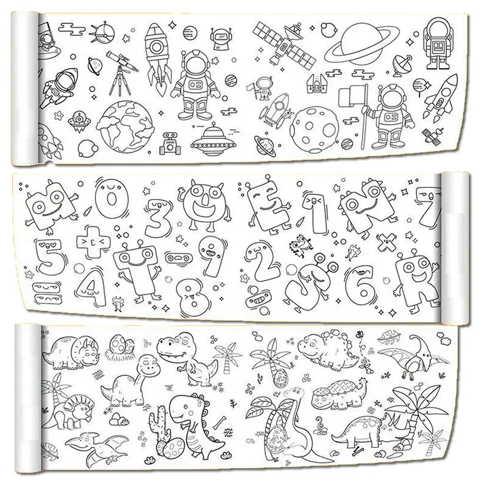 Rouleau de papier à colorier pour enfants, motif animaux, 90 cm, à découper et colorier soi-même. Idéal pour les activités manuelles et éducatives comme le graffiti ou le scrapbooking
