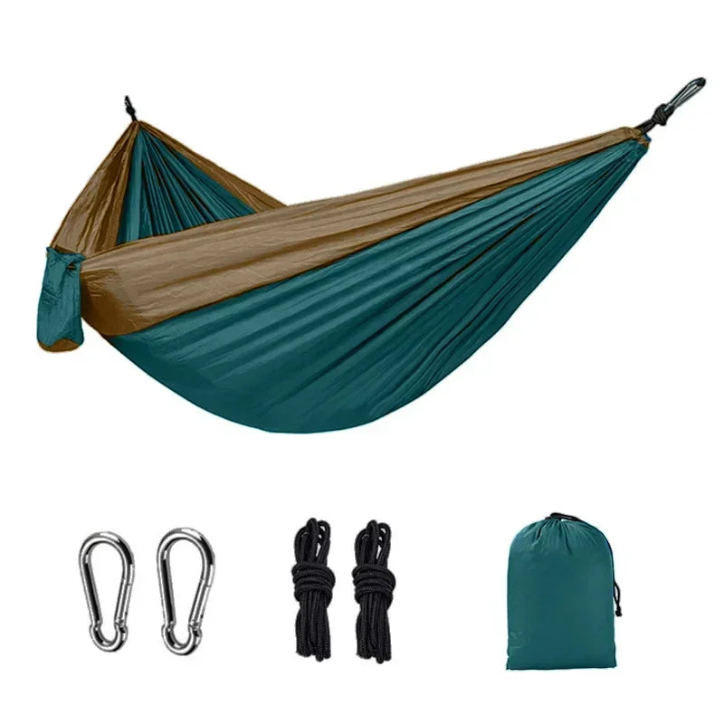 Hamac de camping une place en nylon assorti, en tissu parachute haute résistance, pour lit suspendu portable